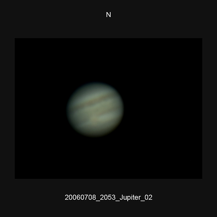 20060708_2053_Jupiter_02.JPG -   Newton d 309,5 / af 5730 (Barlow) & 4-hole-mask Phillips 740K UV-IR-Cut filter 640x480 AVI-750 (15 frames/s) Giotto, A-PS-CS3  