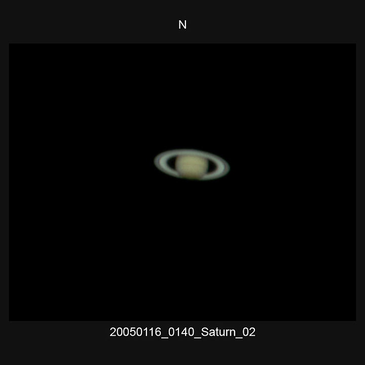 20050116_0140_Saturn_02.JPG -   ED-Fh d 101,9 / af 3750 (Barlow) Phillips 740K UV-IR-Cut filter 640x480 500 single frames Giotto, A-PS-CS3  